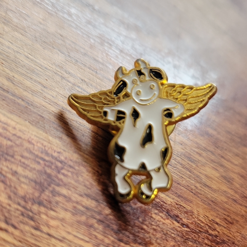 Gold and Black Angel Cow Pin~ C M Law~ Canada